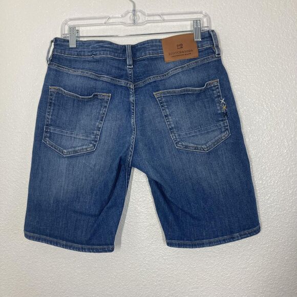 Scotch & Soda Amsterdams Blauw Ralston Shorts Mens 31 Denim Button Fly Stretch - Picture 12 of 16